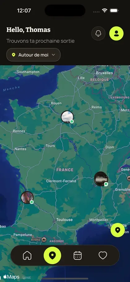 GOSO: map of nearby outings